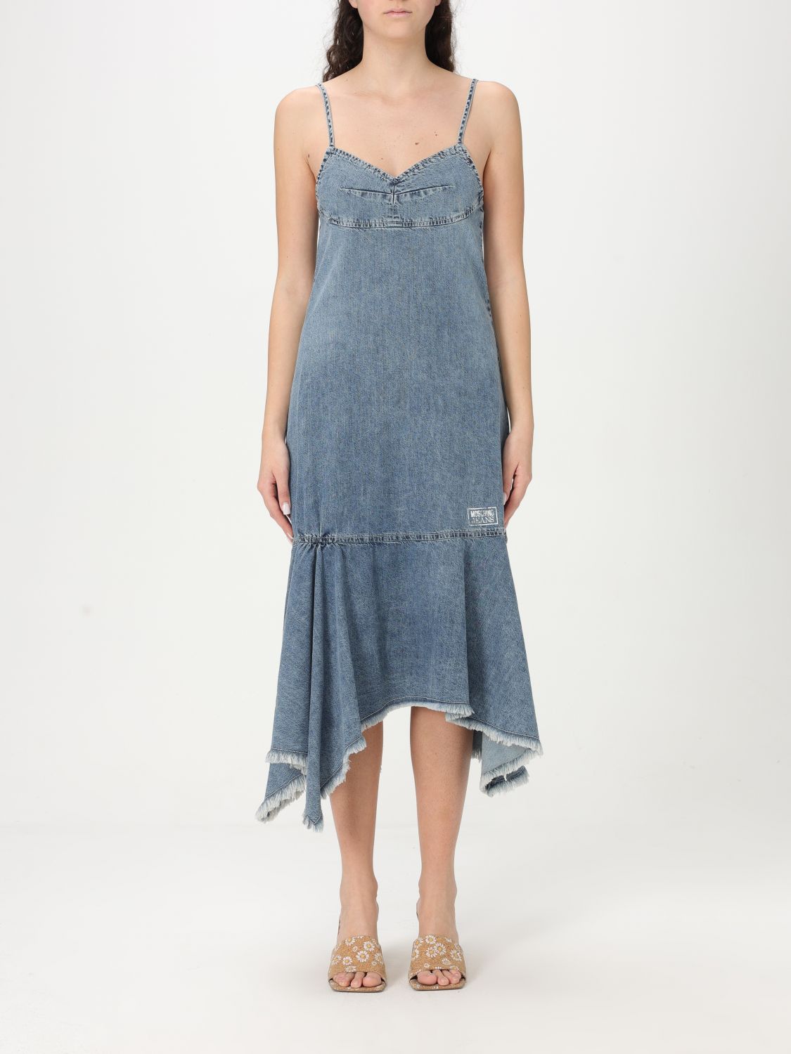 Moschino Jeans Sleeveless Denim Dress In Hellblau