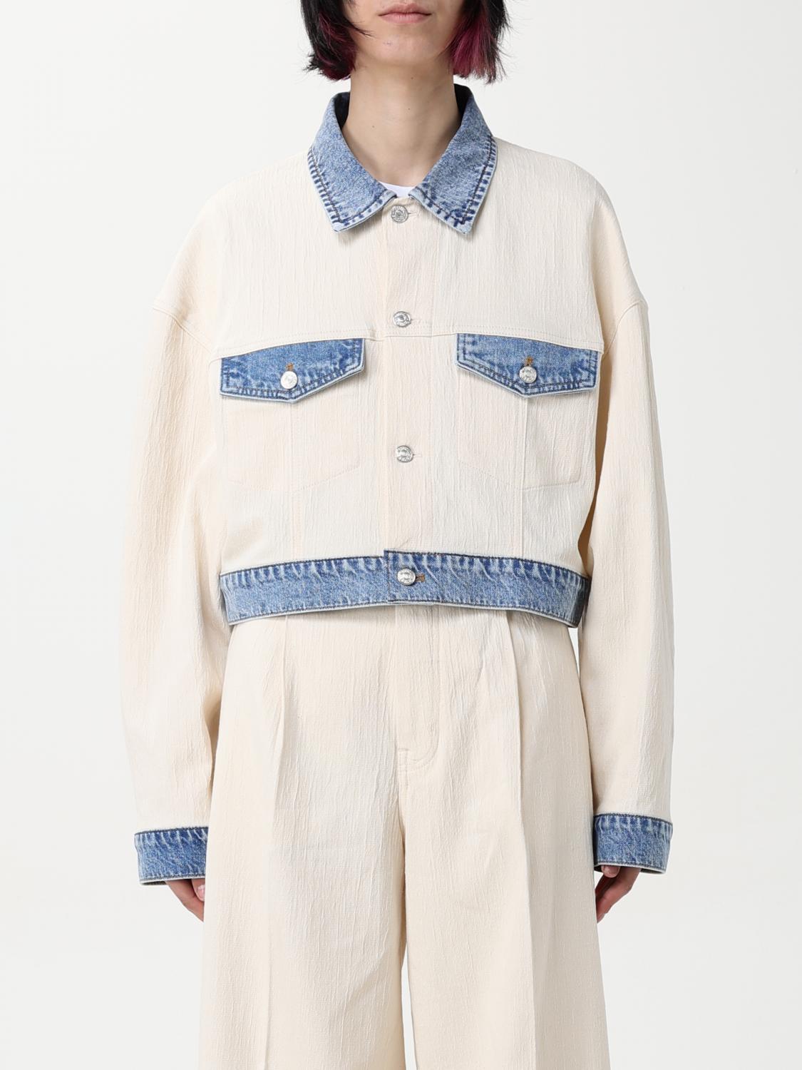 Moschino Textured Cotton Hemp Jacket In Beige