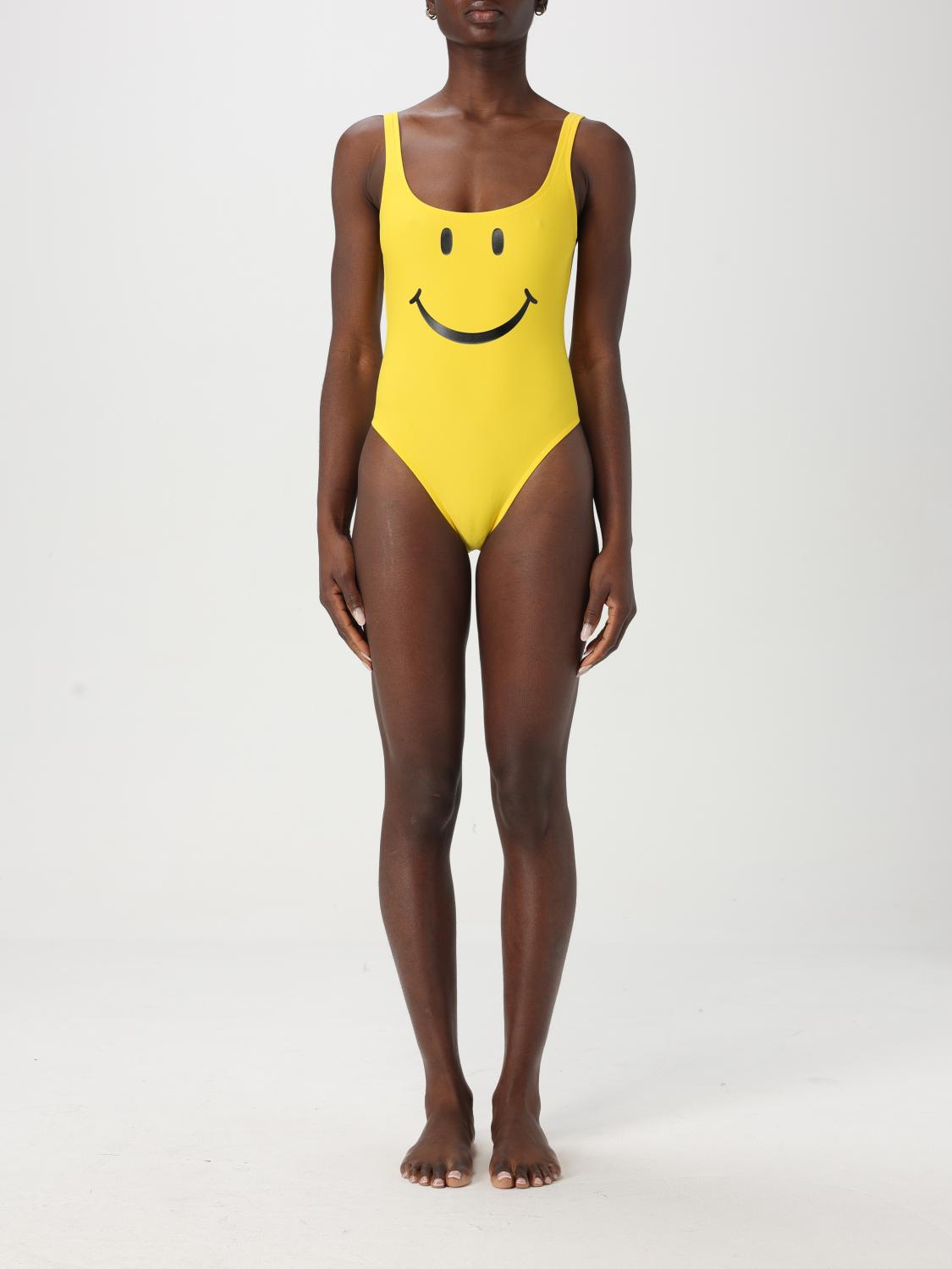 Moschino Women Smiley Print One-piece Swimsuit In Yellow