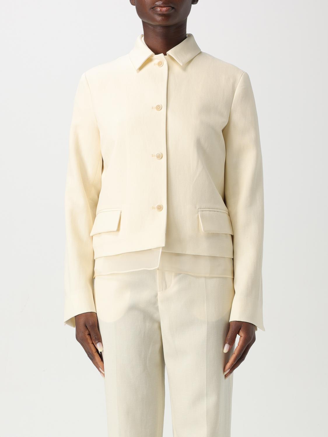 Fabiana Filippi Collared Neck Jackets Front Pockets Long Sleeves In White
