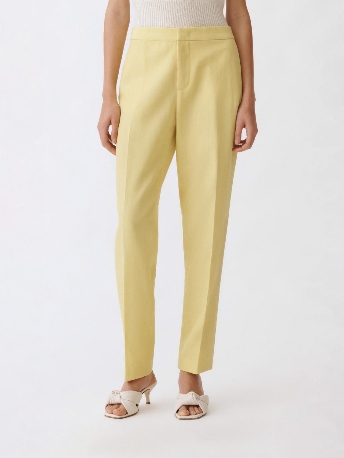Fabiana Filippi Straight Wool Trousers Belt Loops In Yellow