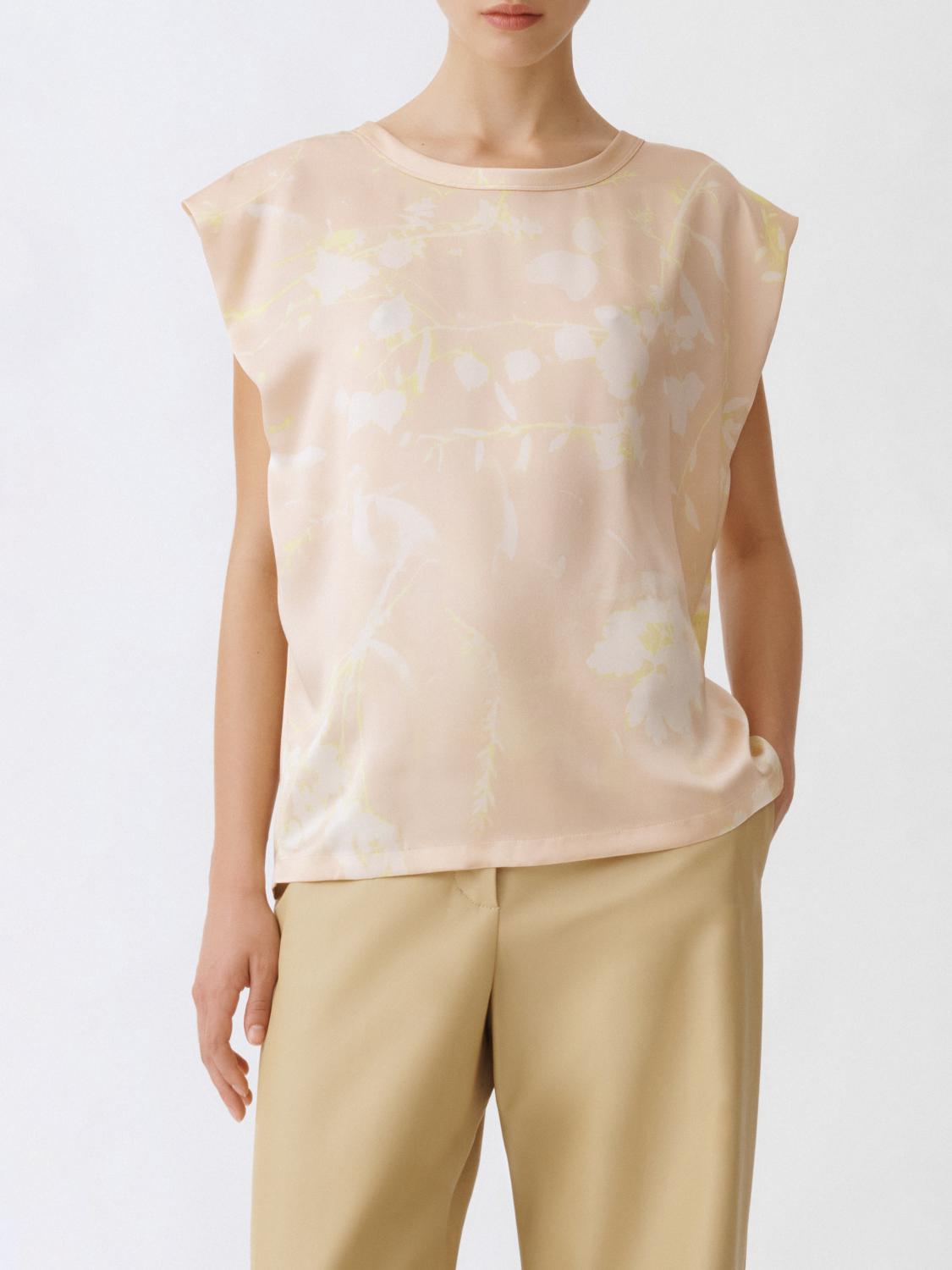 Fabiana Filippi Tilia Print Silk Top In Blush Pink