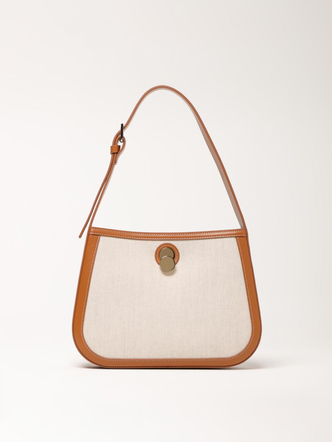 Fabiana Filippi Structured Canvas Shoulder Bag In Leather