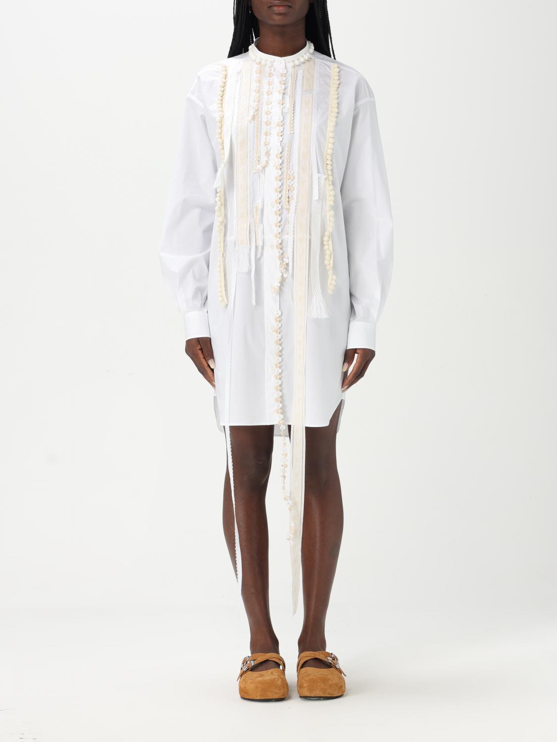 Moschino Embroidered Long-sleeved Shirt In White