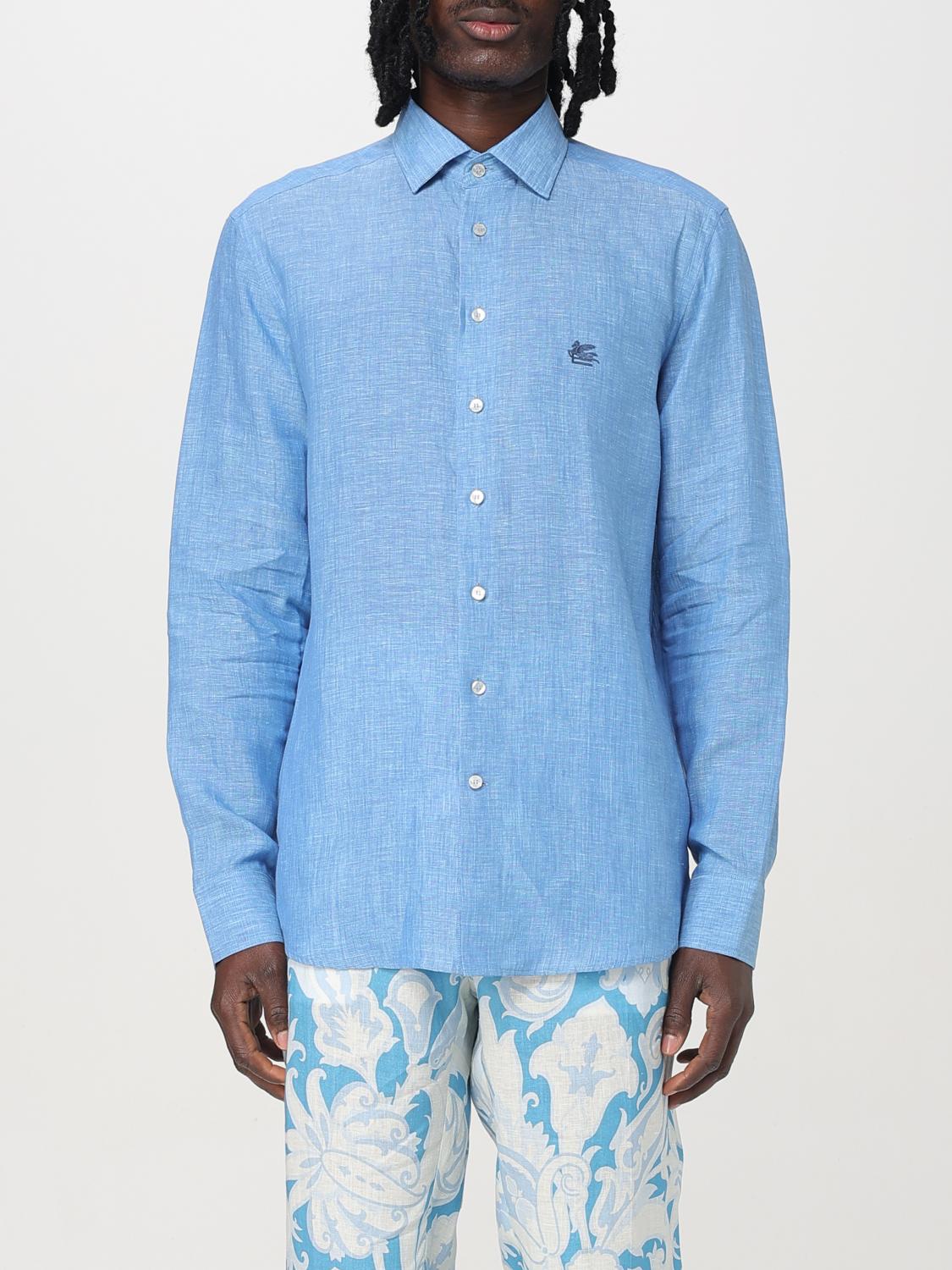 Etro Ανδρών Gnawed Blue Shirt Men Color