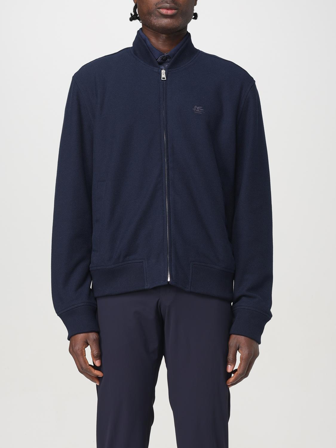 Etro Embroidered Logo Bomber Jacket In Blue
