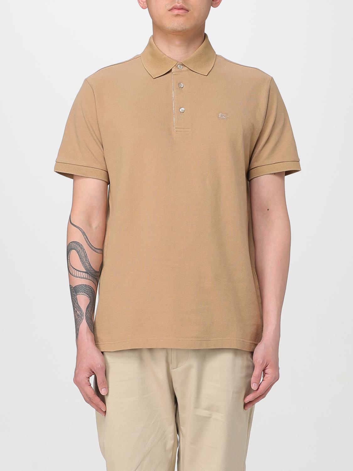 Etro Pegaso Embroidered Polo T-shirt In Beige