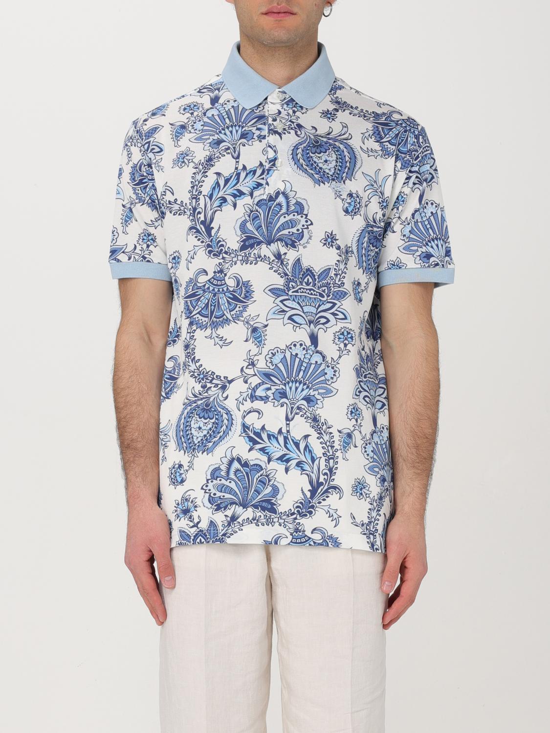 Etro Floral Pattern Polo Shirt With Contrasting Collar In White