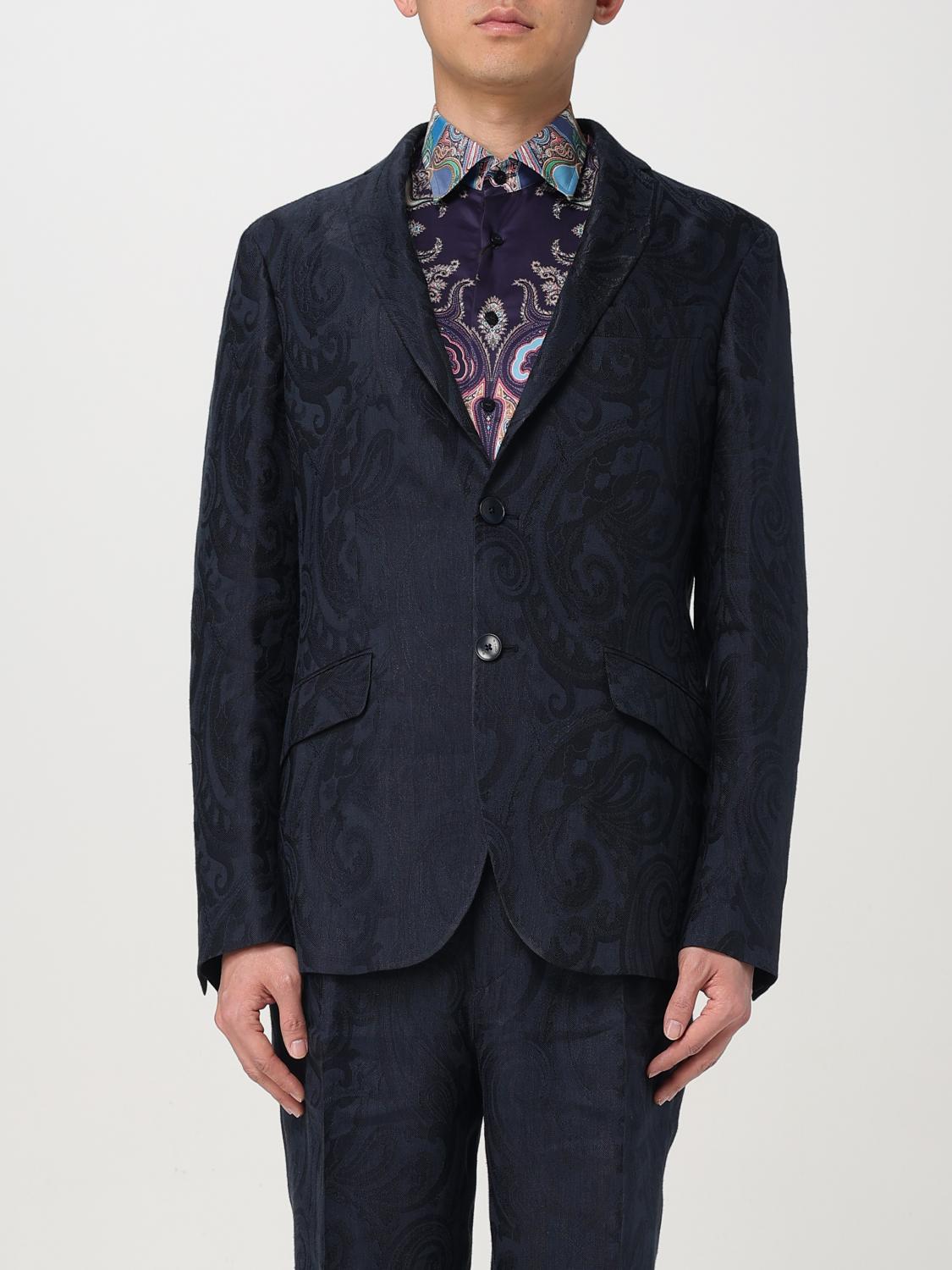 Etro Paisley Jacquard Single-breasted Blazer In Blue