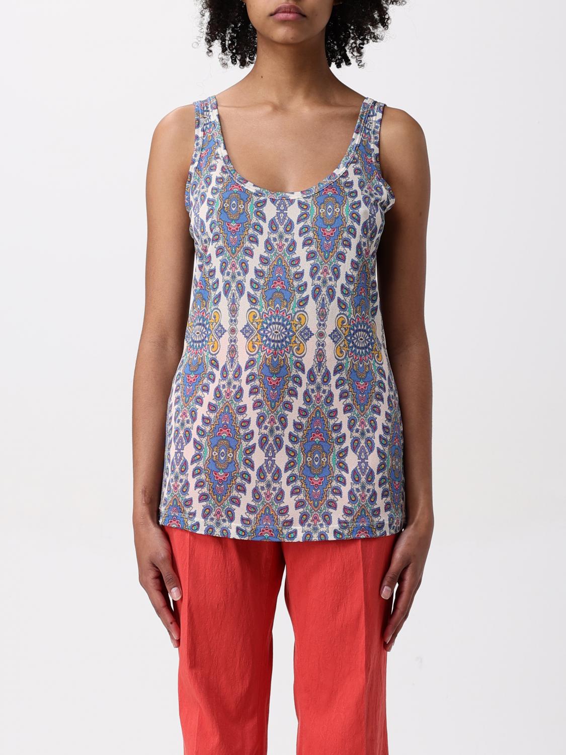 Etro Print Sleeveless Top With Scoop Neckline In Gnawed Blue