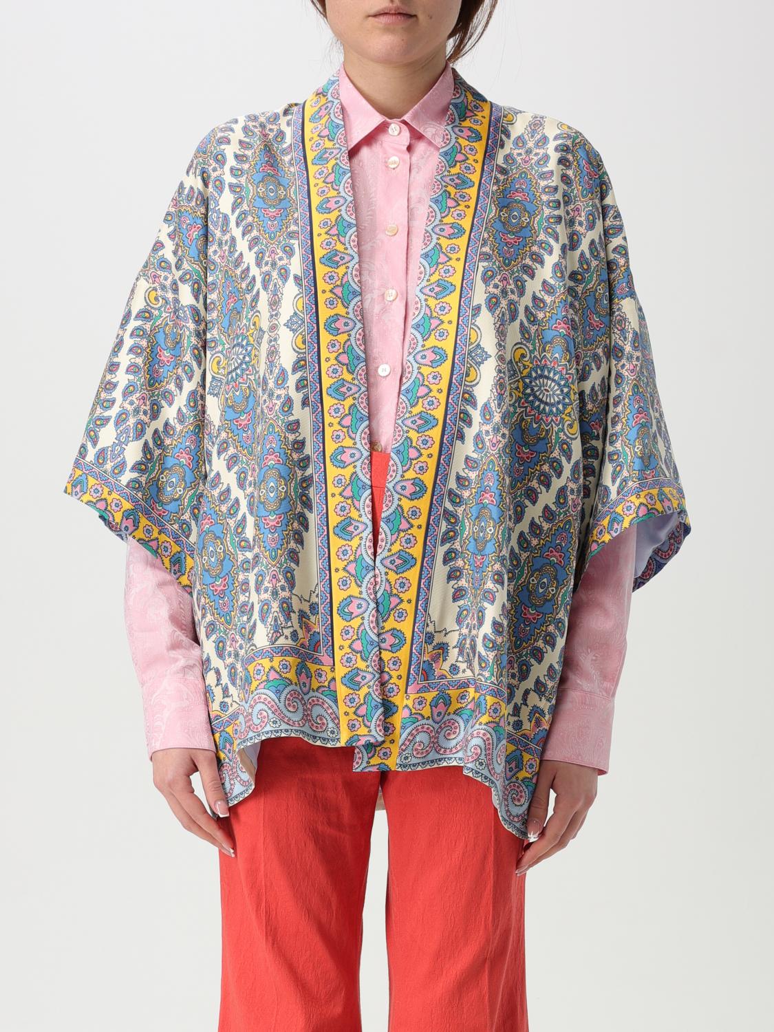 Etro Paisley Print Casual Kimono Top In Gnawed Blue