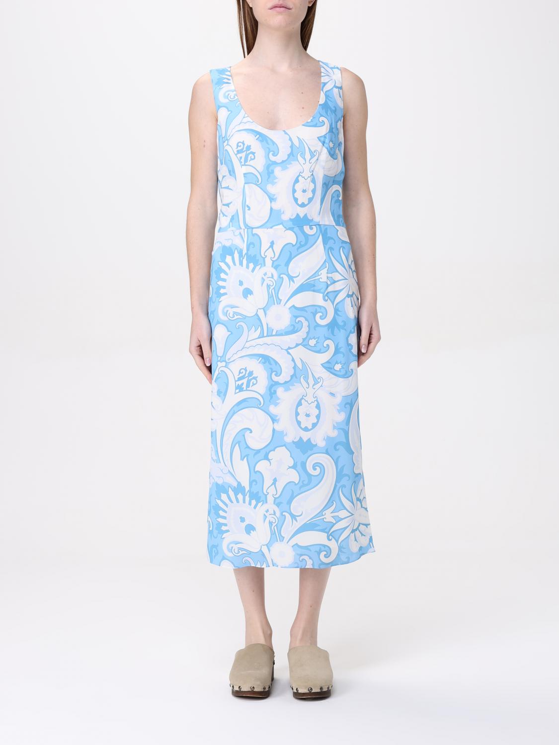 Shop Etro Dress Woman Color Sky Blue