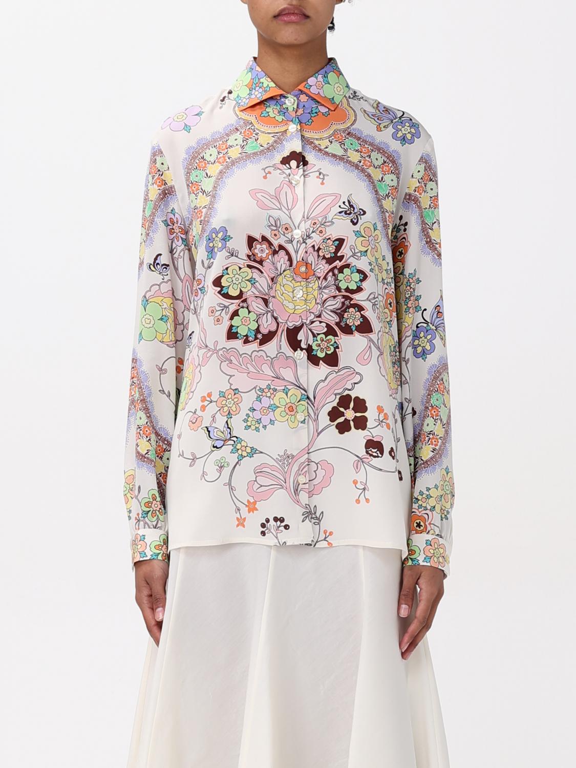 Etro Floral Paisley Print Button-up Silk Shirt In Yellow Cream