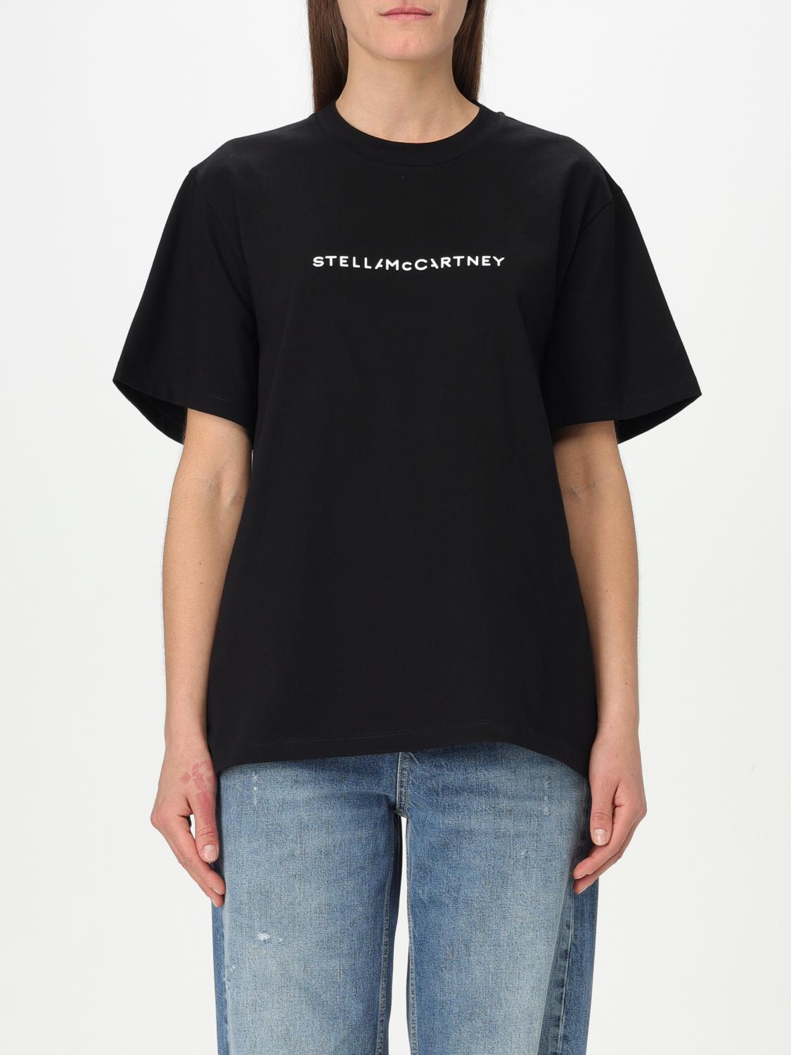 Stella Mccartney T-shirt With Logo Print And Crew Neckline In Black