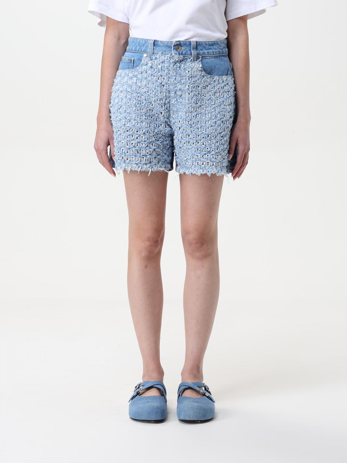 Stella Mccartney Denim Shorts With Frayed Texture And Pockets In Gnawed Blue