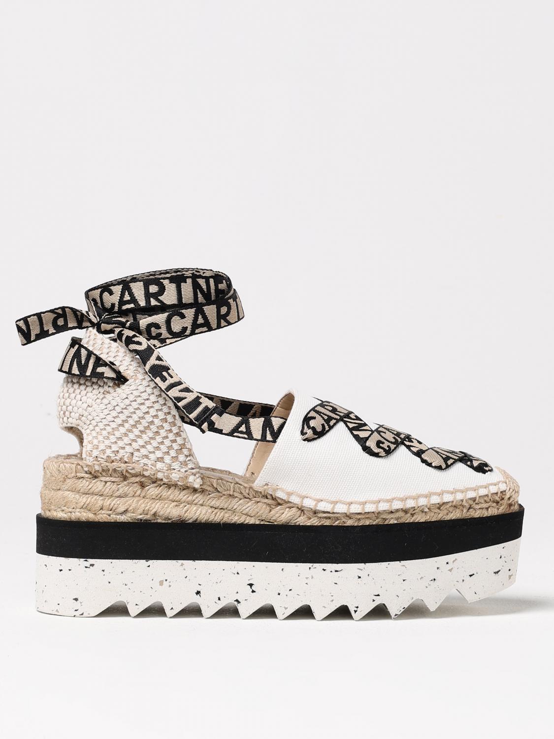 Stella Mccartney Canvas Lace-up Espadrillas With Comfortable Wedge Heel In Natural