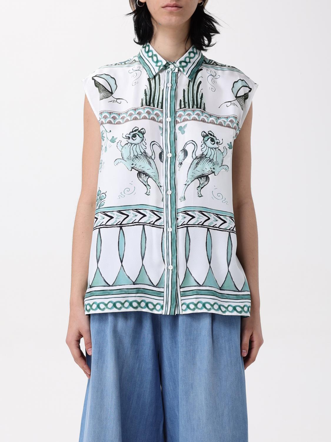 Fabiana Filippi Loose Fit Sleeveless Silk Twill Shirt In Mint