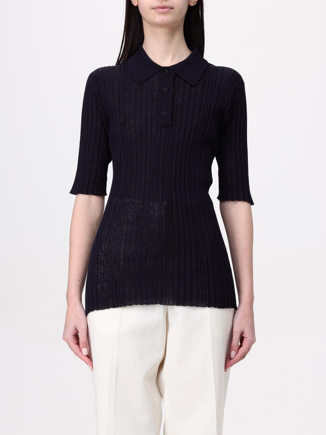 Fabiana Filippi Single-row Rib Knit Sweater In Blue