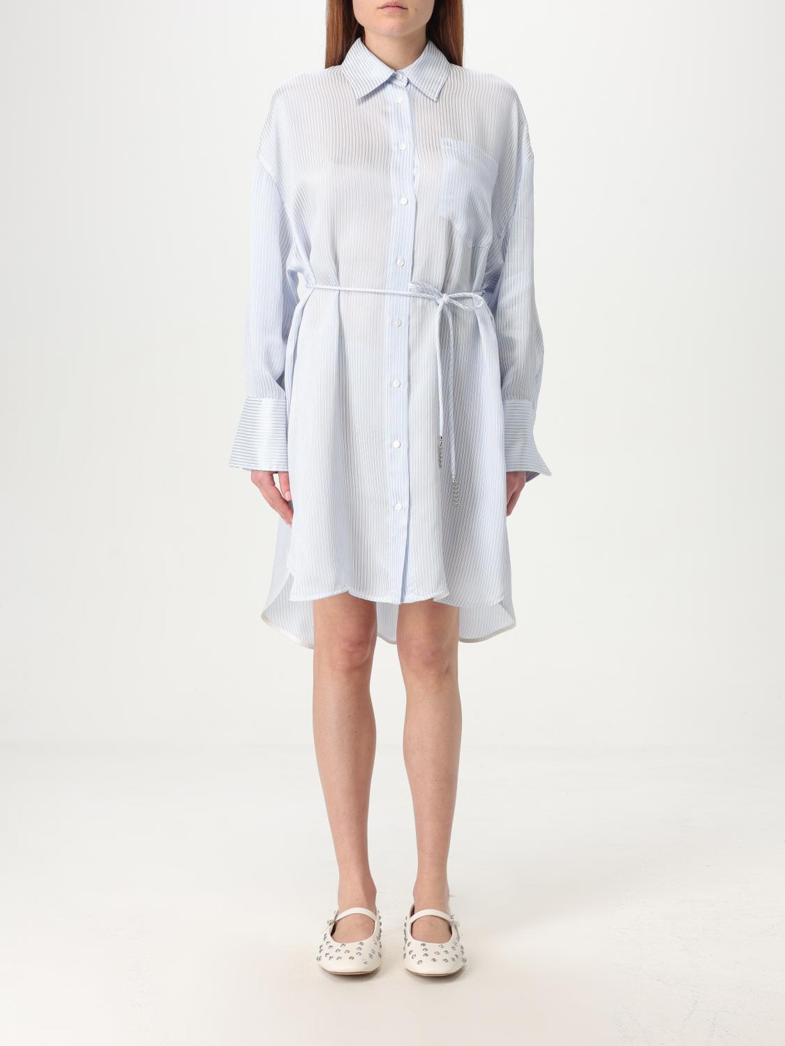 Fabiana Filippi Tie-up Shirt Dress In Gnawed Blue