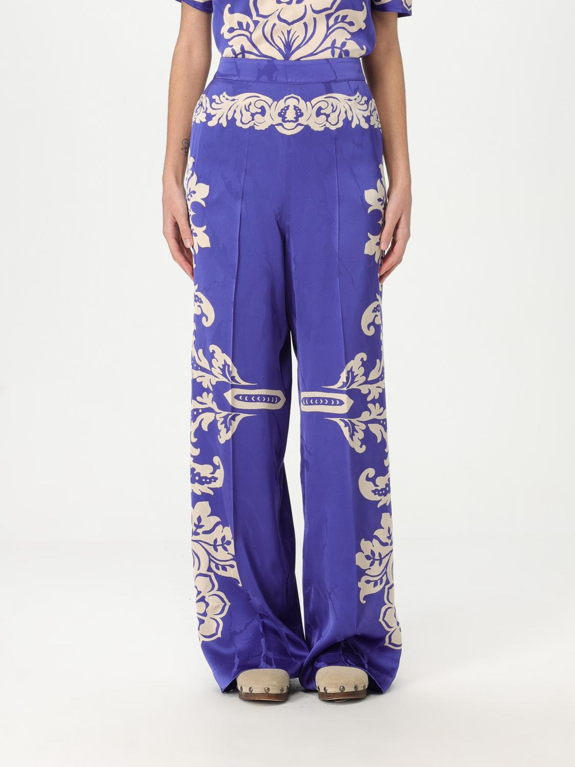 Etro Patterned Trousers With Elastic Waistband And Embellishments In Blue