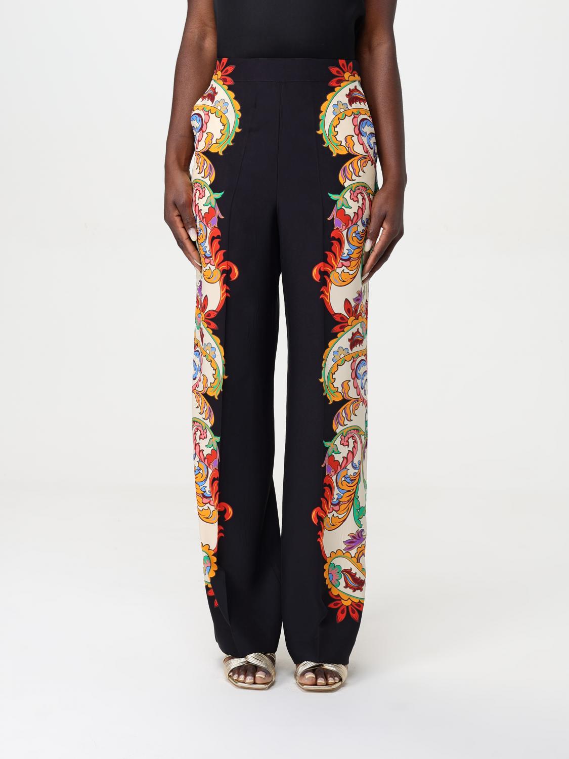 Etro Silk Straight-leg Trousers In Black