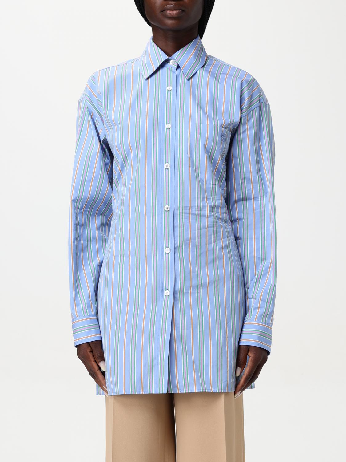 Etro Knotted Button-up Striped Shirt In Gnawed Blue