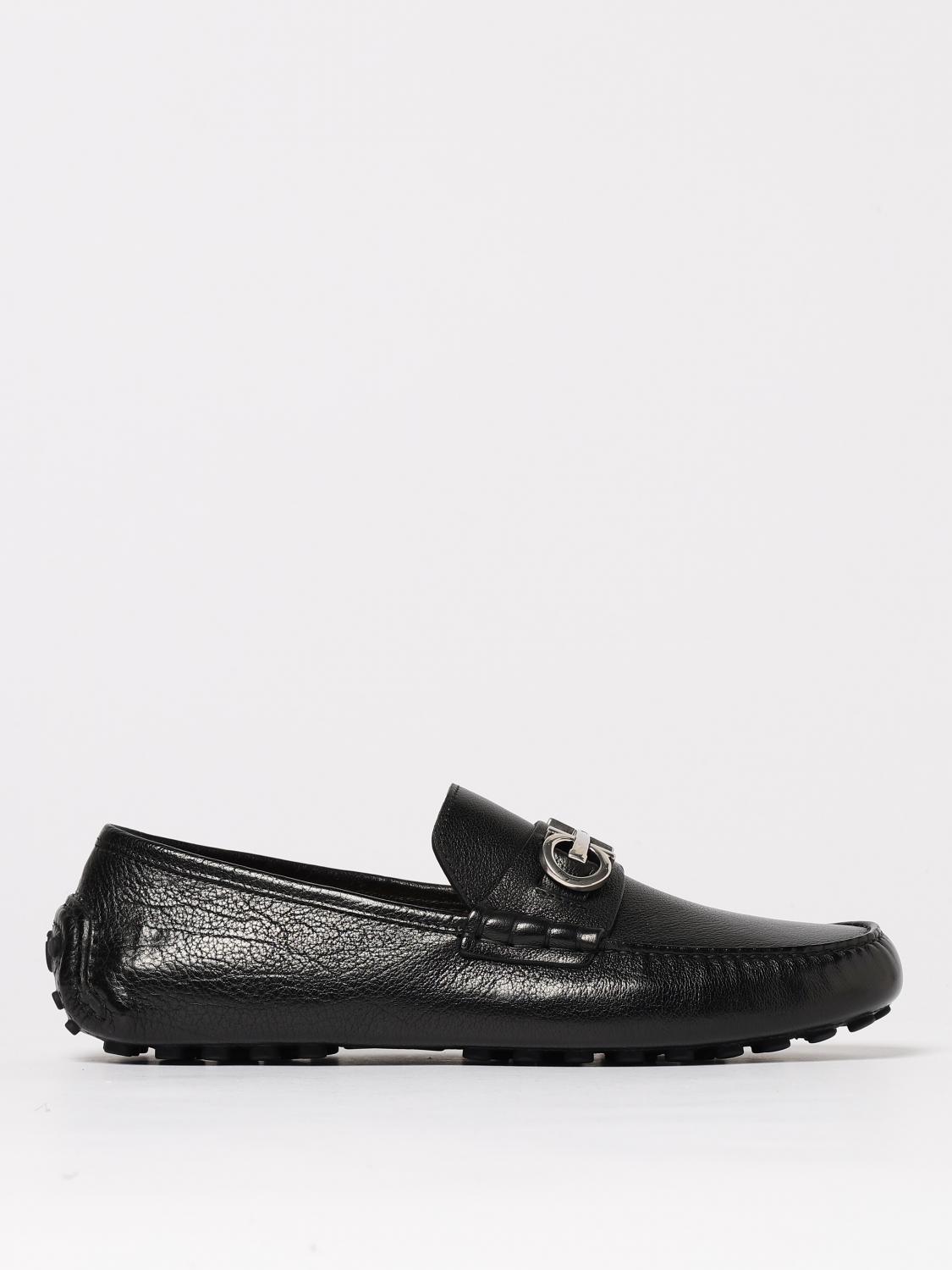Ferragamo Gancini Driver Loafers In Black