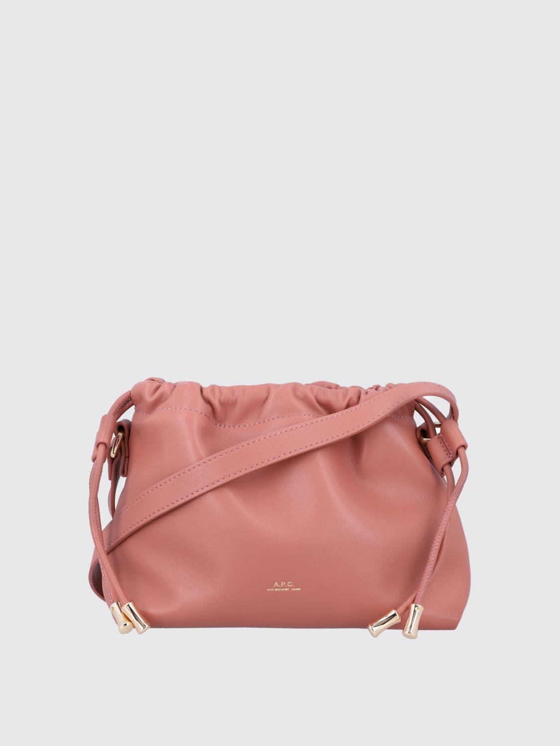 Apc Ninon Mini Pink Crossbody Bag With Embossed Logo On The Front And Adjustable Shoulder Strap In Ecole In Pink
