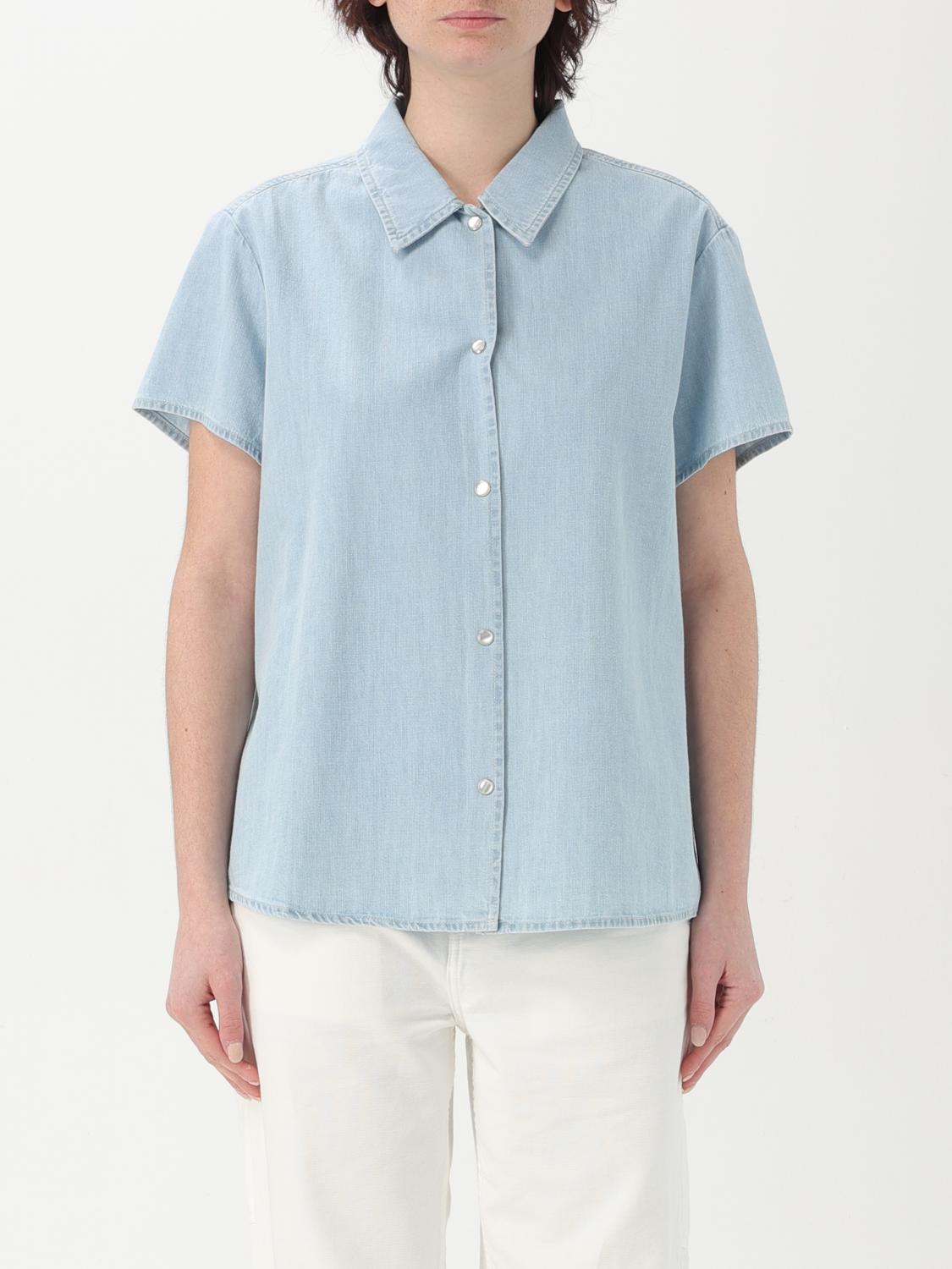 Apc Marina Natural Cotton Shirt In Gnawed Blue
