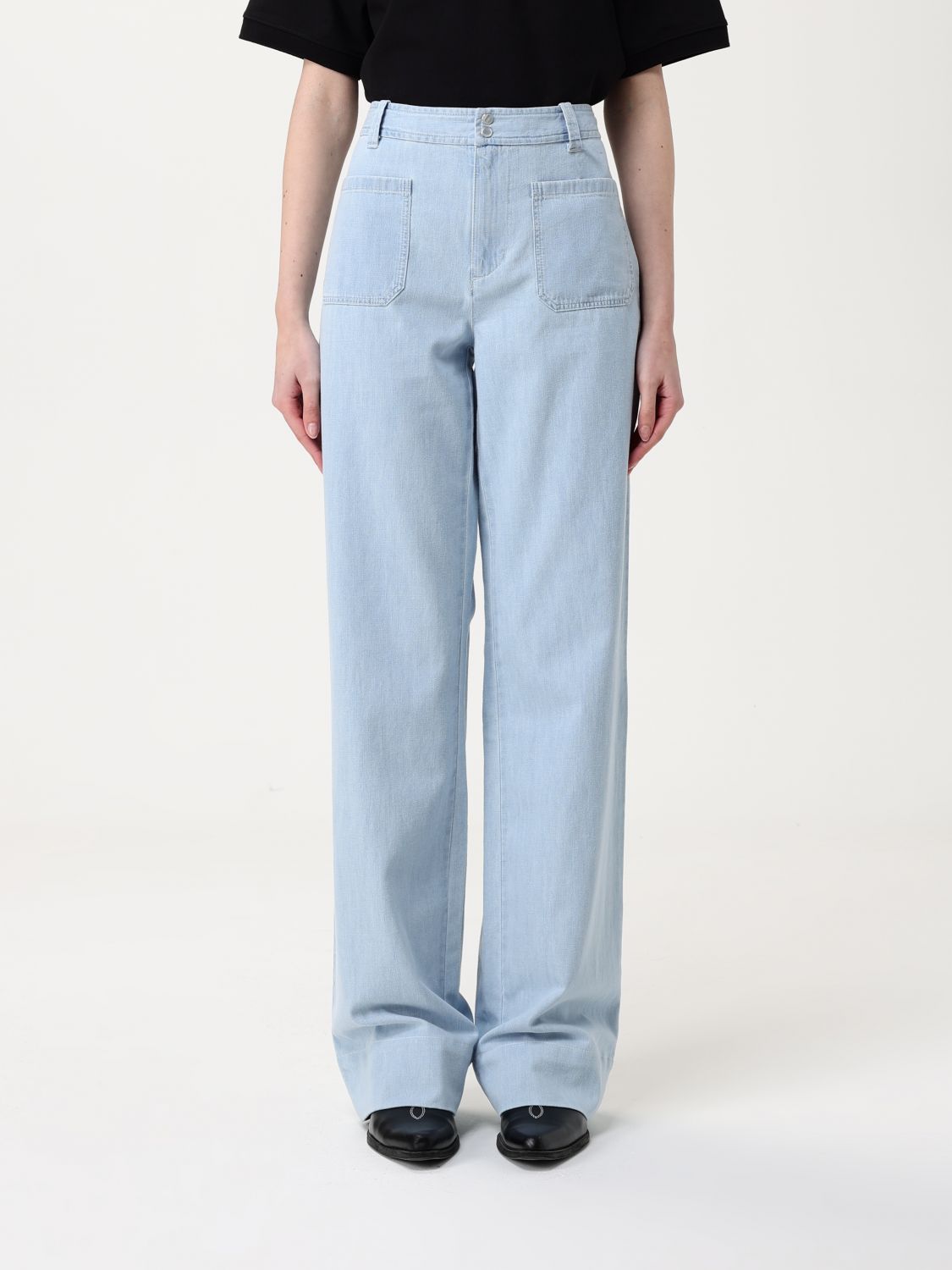 Apc Pants A. P.c. Woman Color Gnawed Blue
