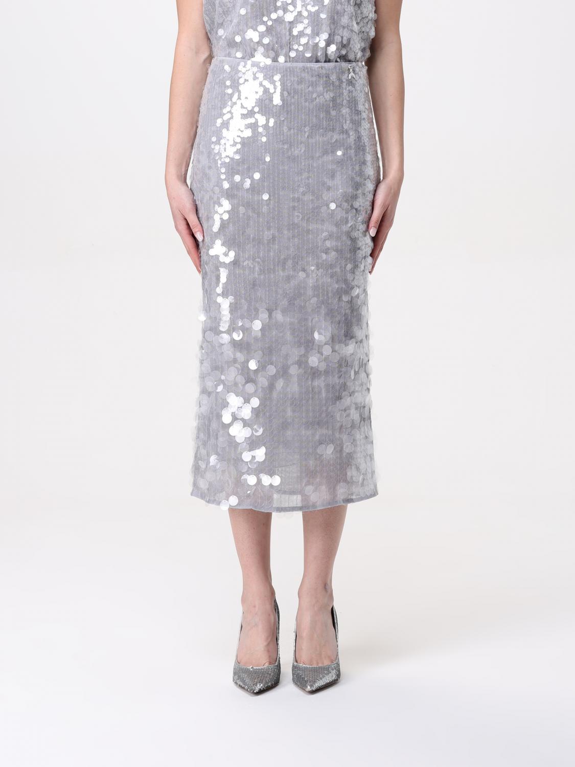 Patrizia Pepe Sequinned Midi Skirt In Silver