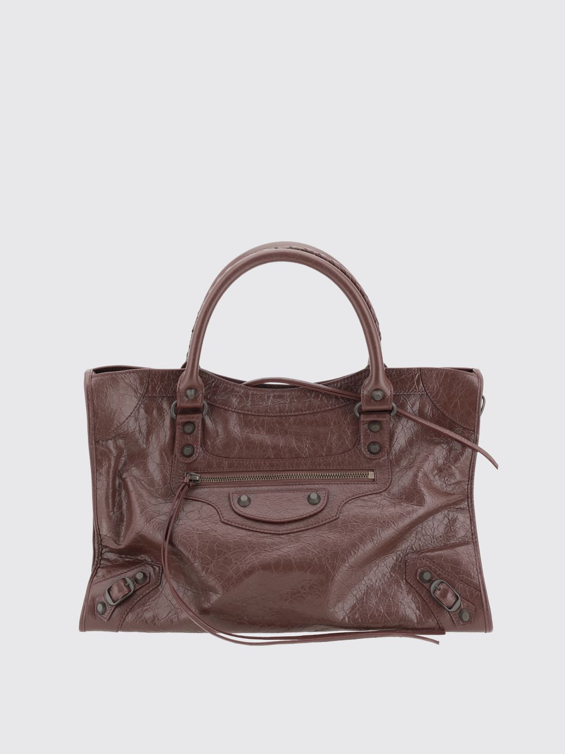 Balenciaga Womens Dark Burgundy Le City Medium Leather Top-handle Bag
