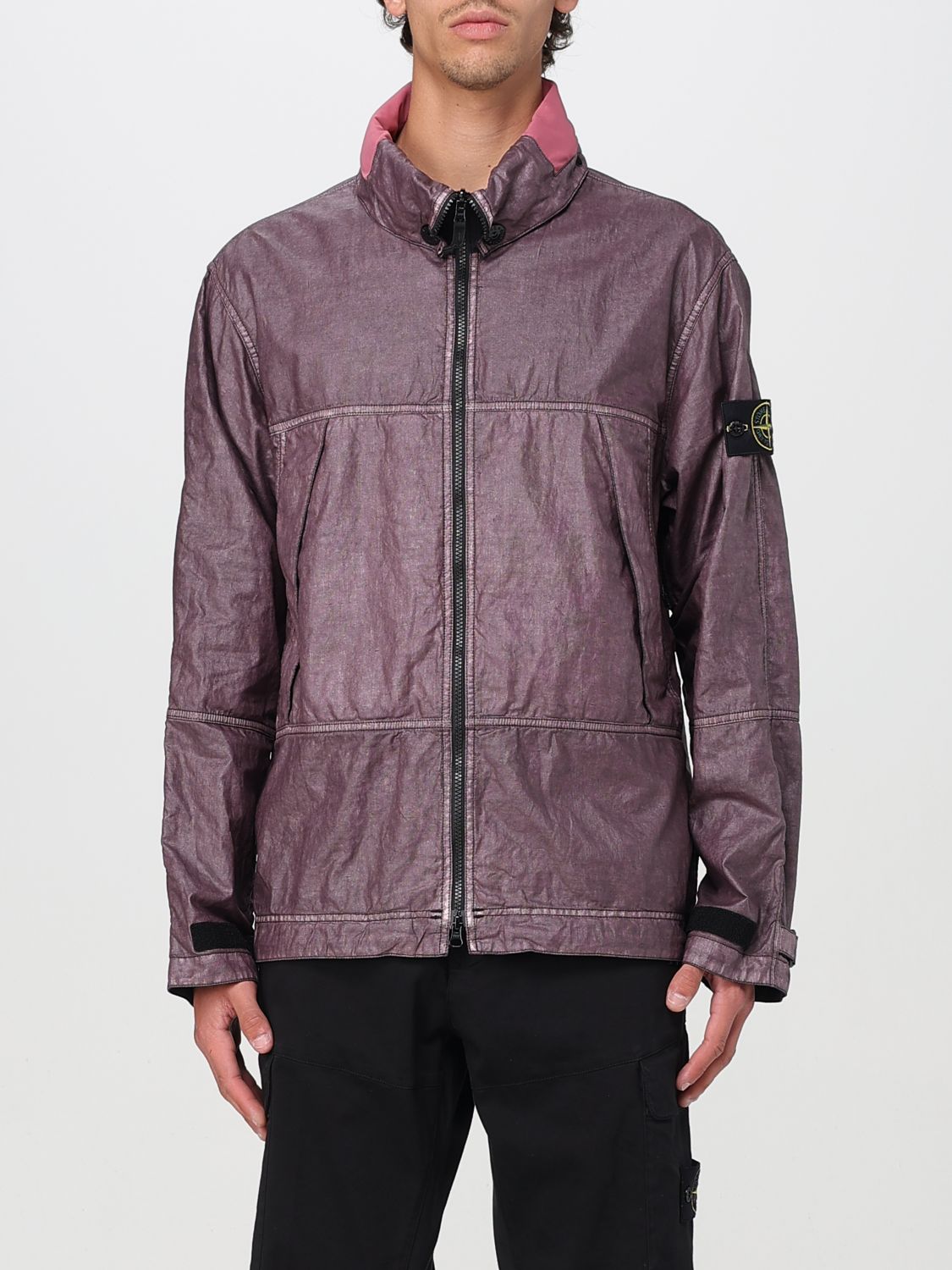 Stone Island Zip-up Casual Jacket In Violet