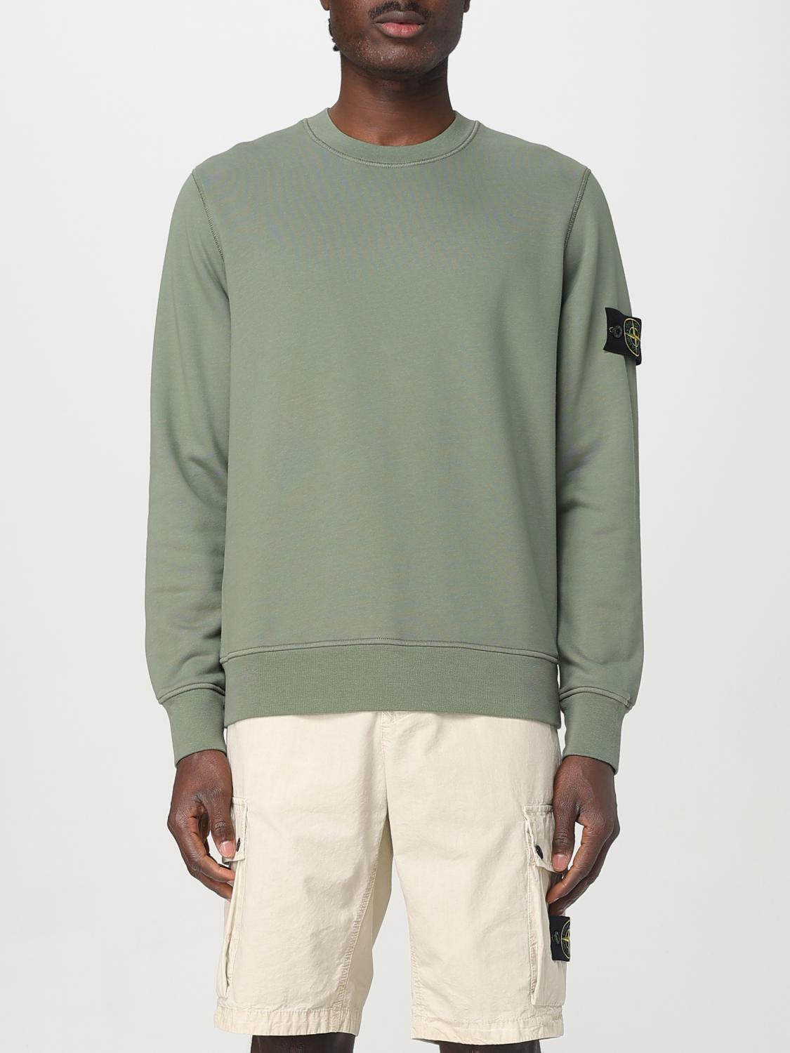 Stone Island Malfilé Cotton Fleece Sweatshirt In Green