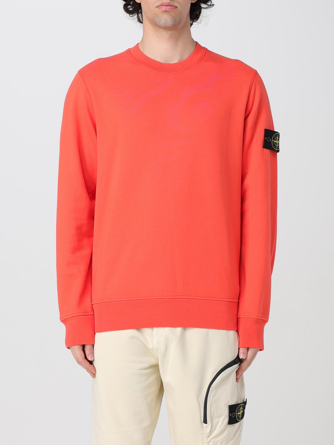 Stone Island Men's Sunset Orange Wool Jumper Sweater In Lobster