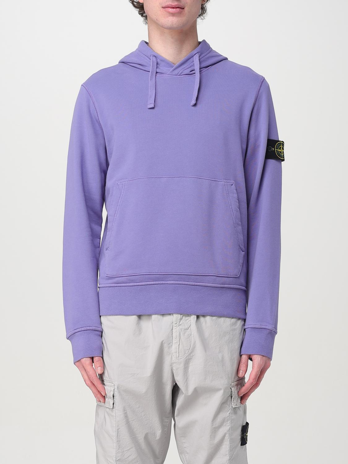Stone Island Compass-badge Cotton Hoodie In Lilac