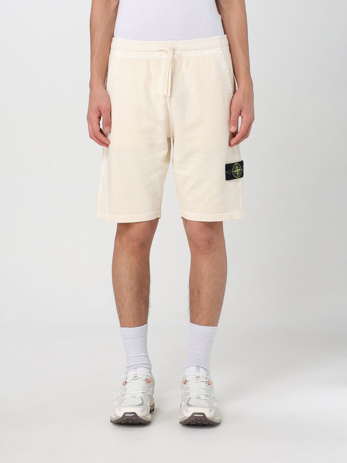 Stone Island Logo Badge Bermuda Shorts Bermuda And Short White