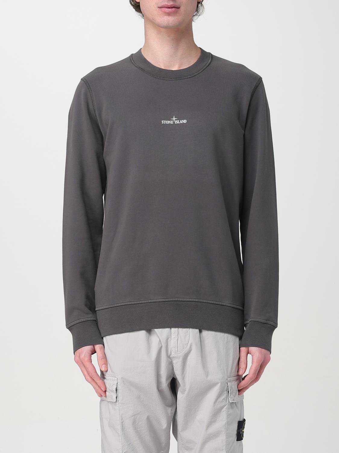 Stone Island Sweatshirt With Industrial Flow Print In Grey
