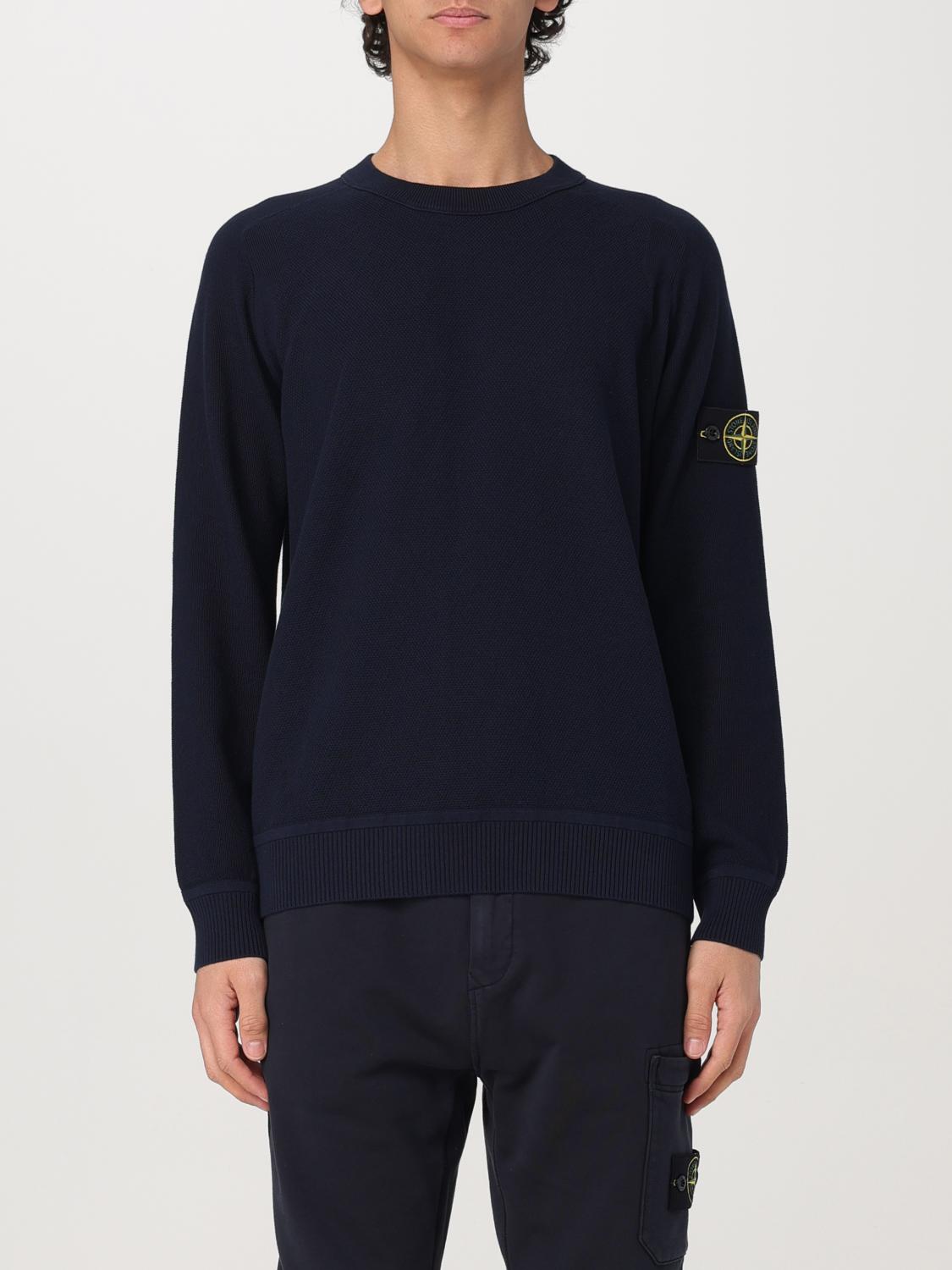 Stone Island Compass-patch Concealed-fastening Coat In Blue