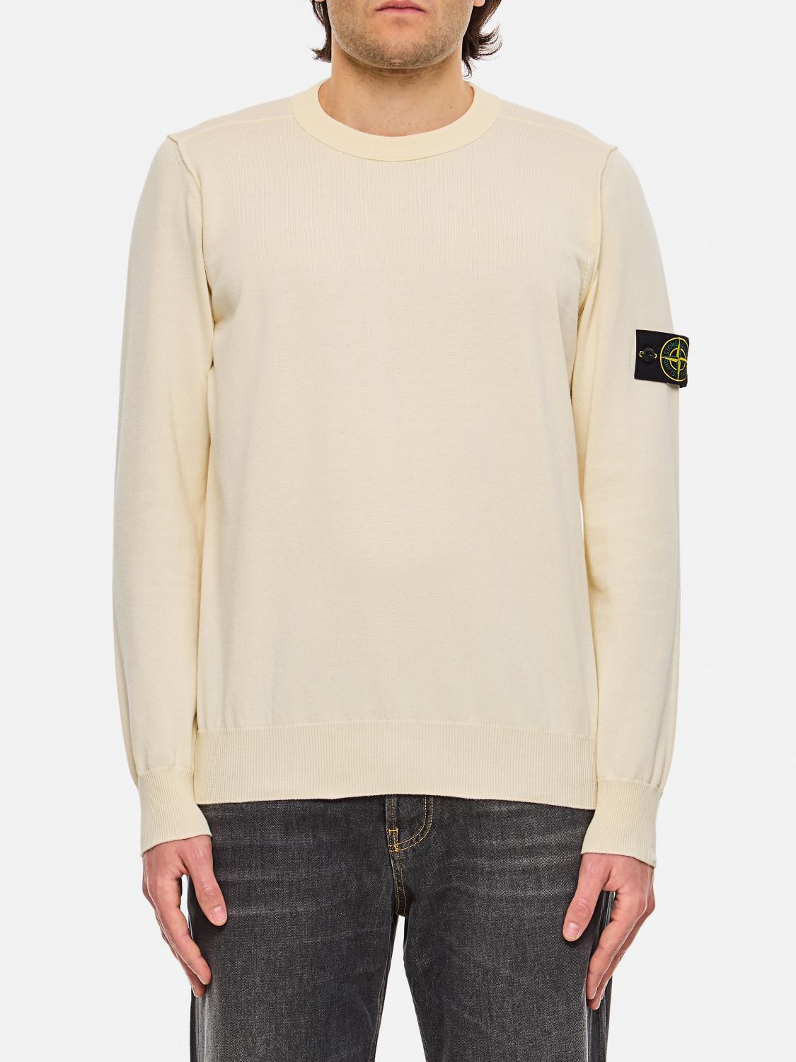 Stone Island Cotton Blend Sweater In Ivory