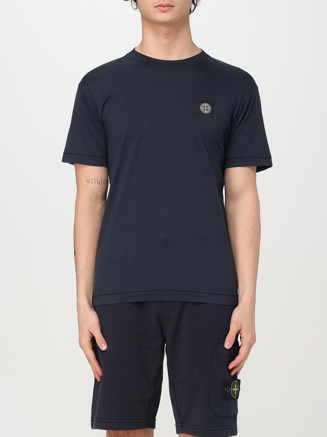 Stone Island Logo Patch Crewneck T-shirt In Blue