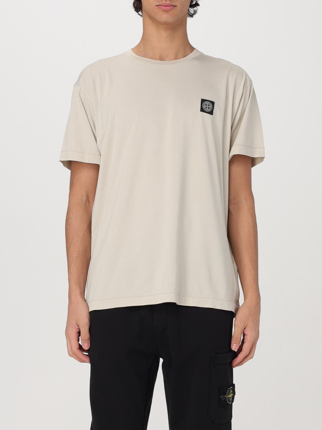 Shop Stone Island T-shirt Men Color Beige