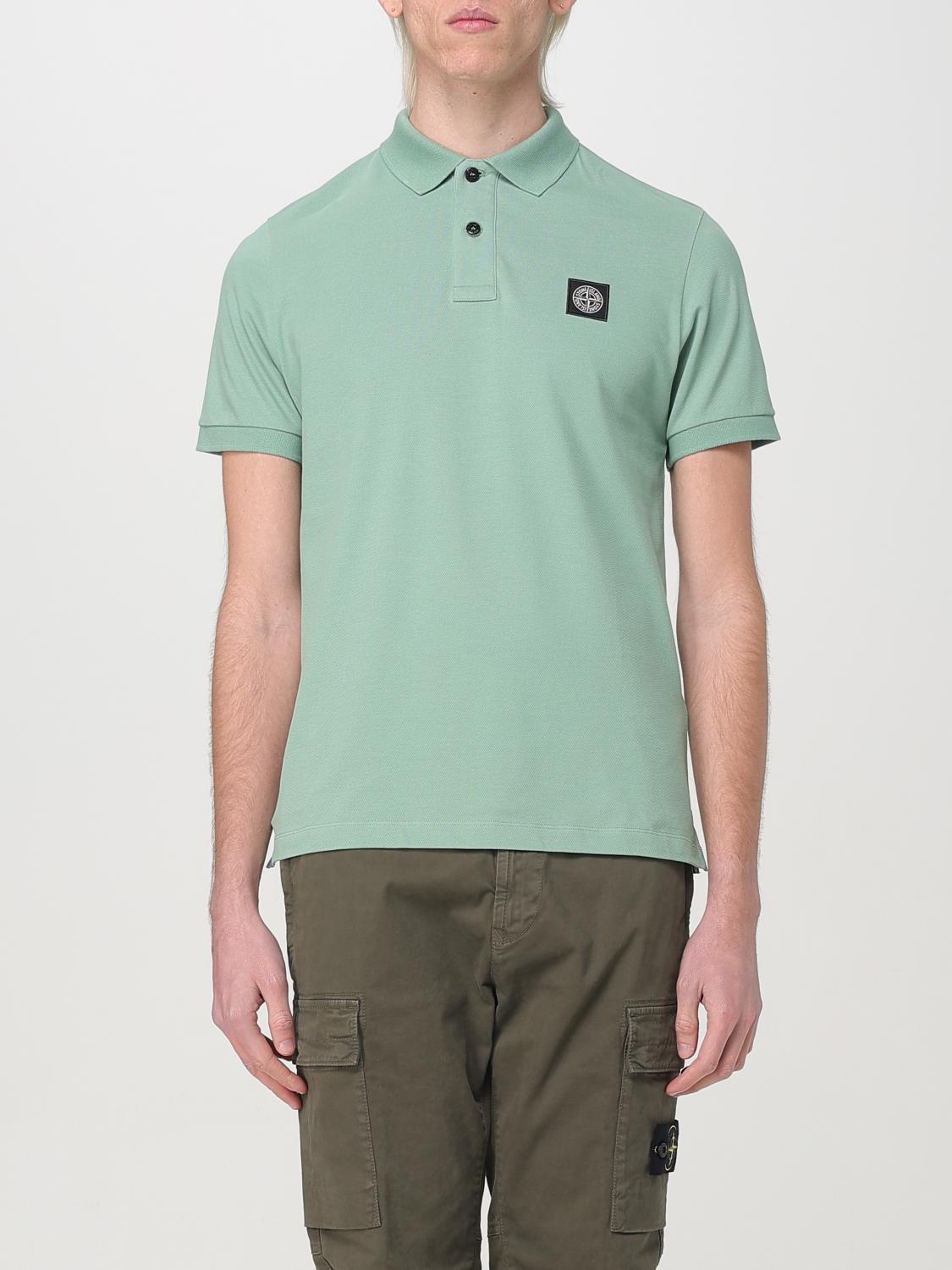 Stone Island Logo-patch Cotton Polo Shirt In Mint