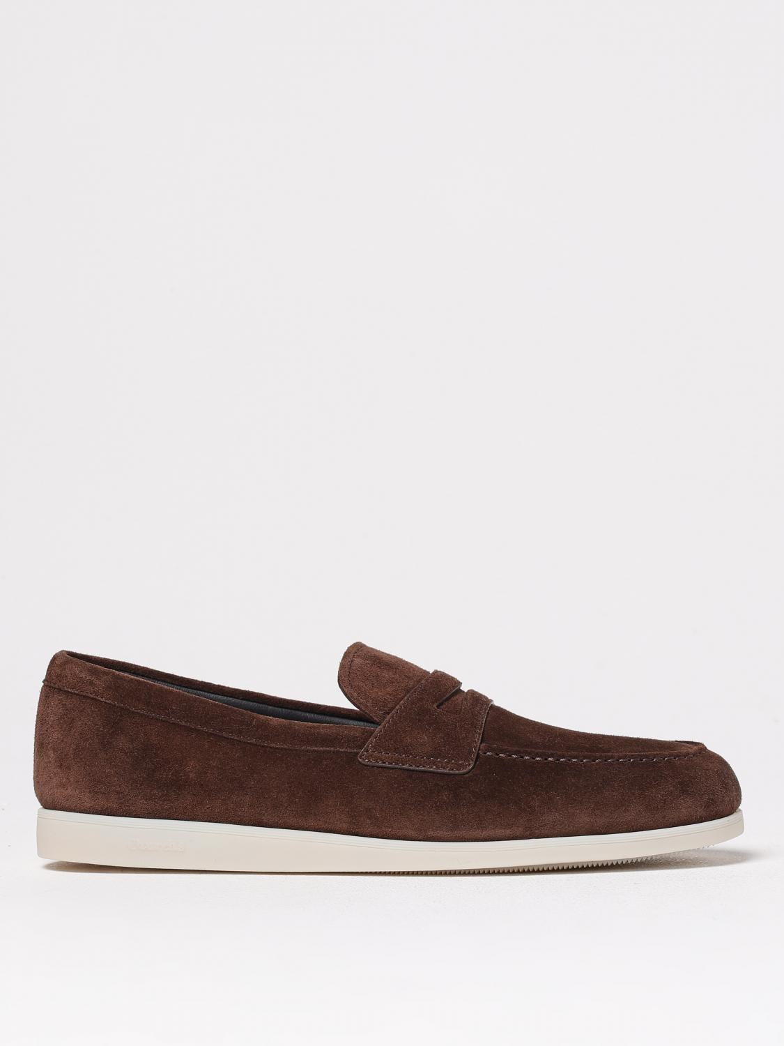 Church's Round Toe Suede Moccasin With Penny Strap In Dark