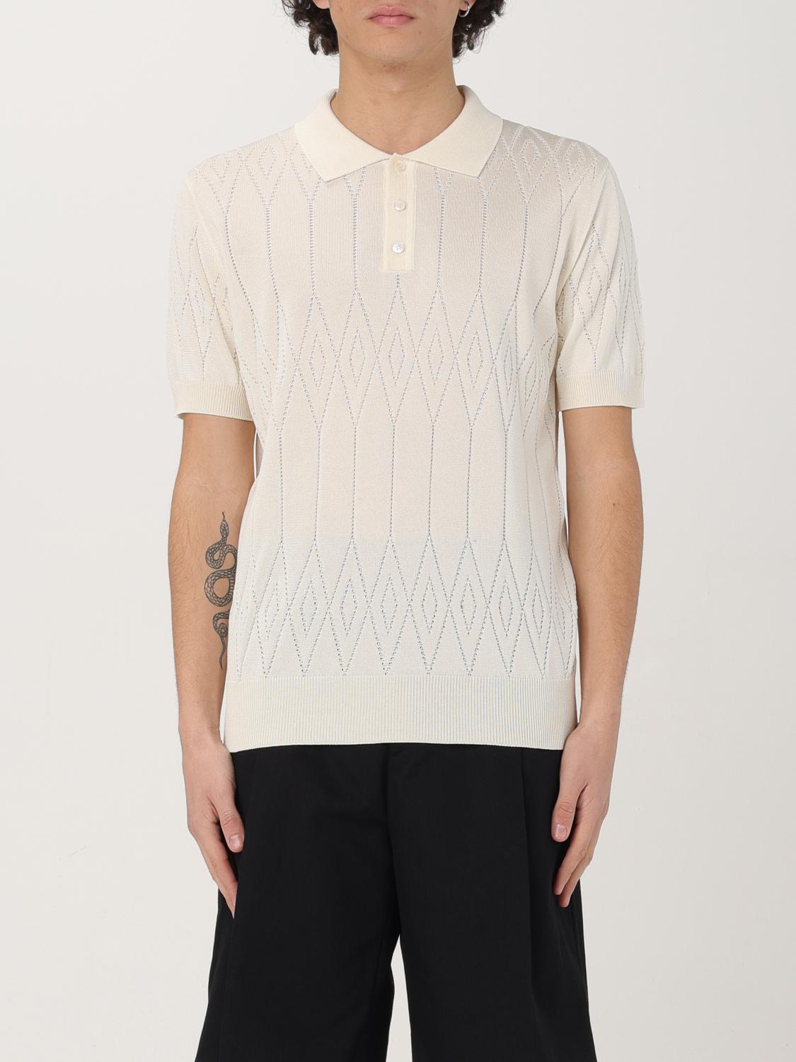 Golden Goose Polo In White Cotton In Yellow Cream