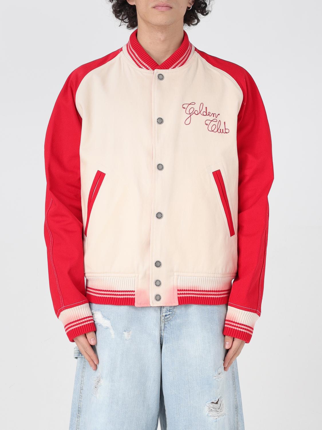 Golden Goose Nic Cotton Jacket With Maxi Golden Club Embroidery In Yellow Cream