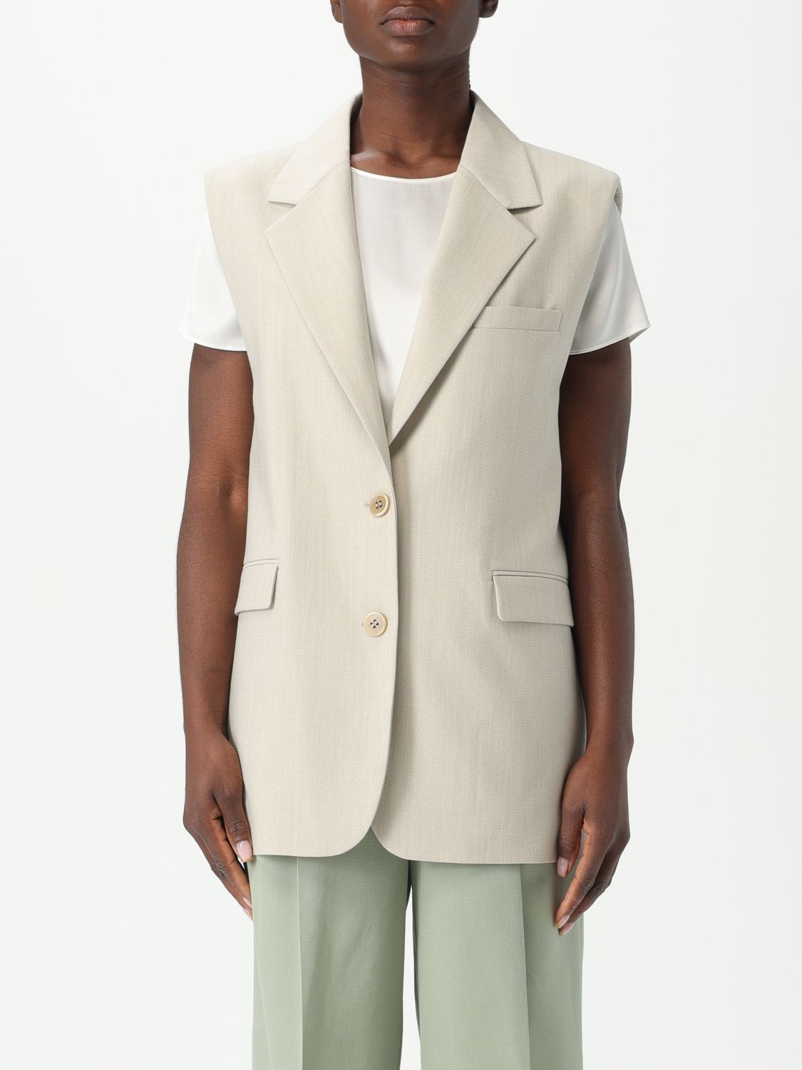 Golden Goose Button-down Gilet In Yellow Cream