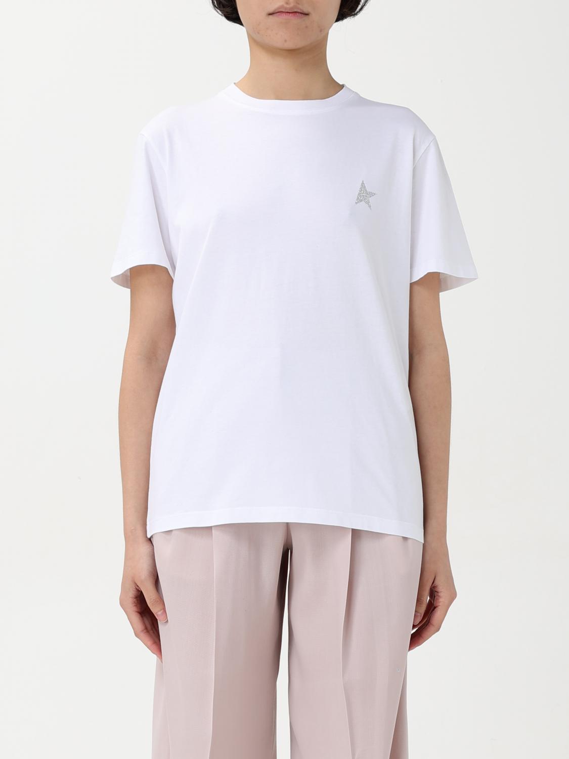 Golden Goose White And Silver Cotton Logo T-shirt In White