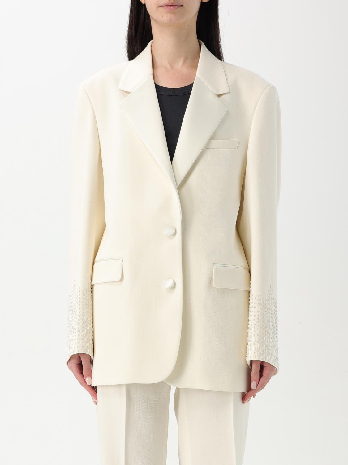 Golden Goose Embellished Single-breasted Blazer Jackets White In Rope