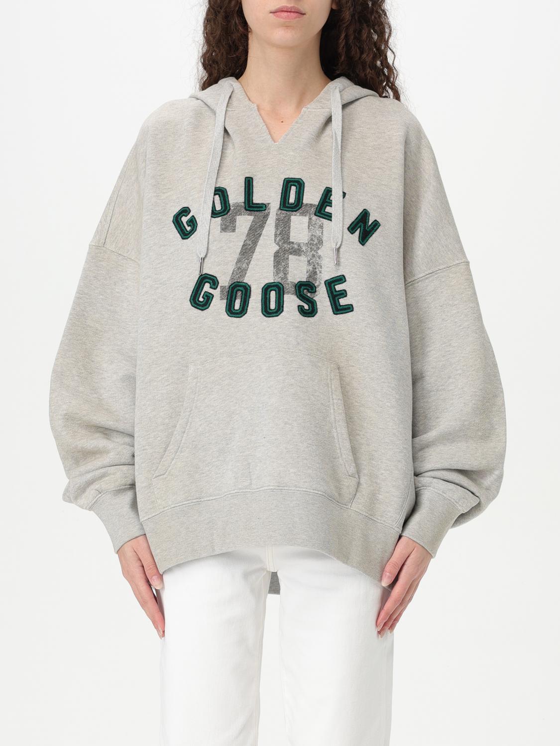 Golden Goose Grey Hoodie With Logo In Grey
